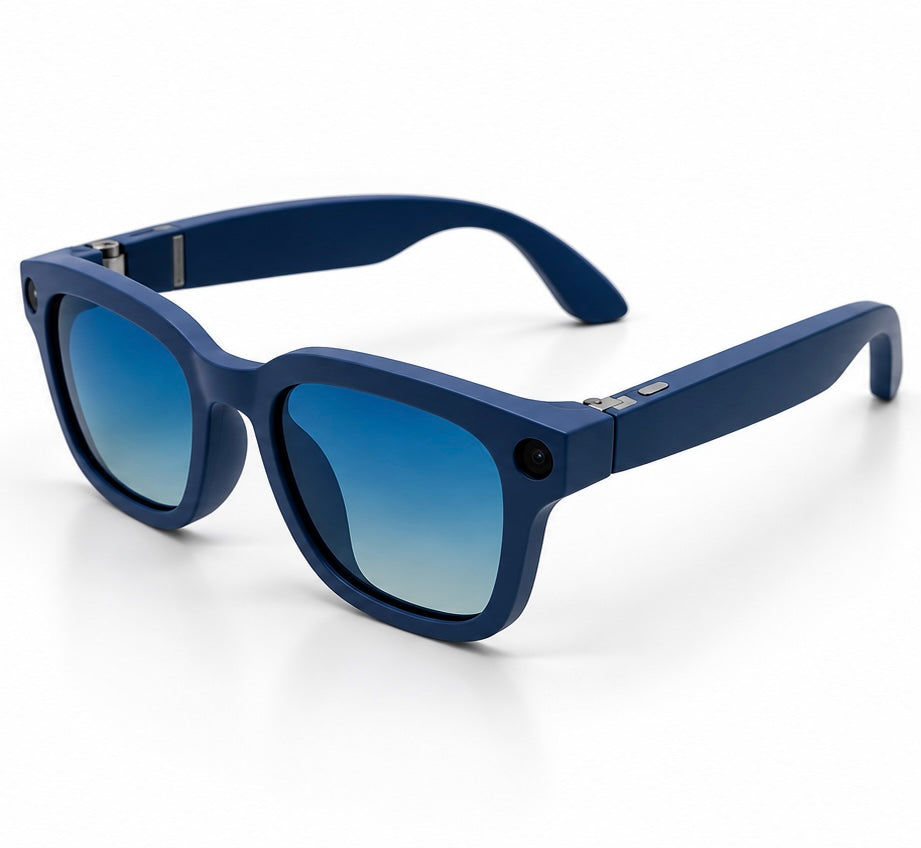 Blue Smart Glasses – HD Camera &amp; Bluetooth 5.3