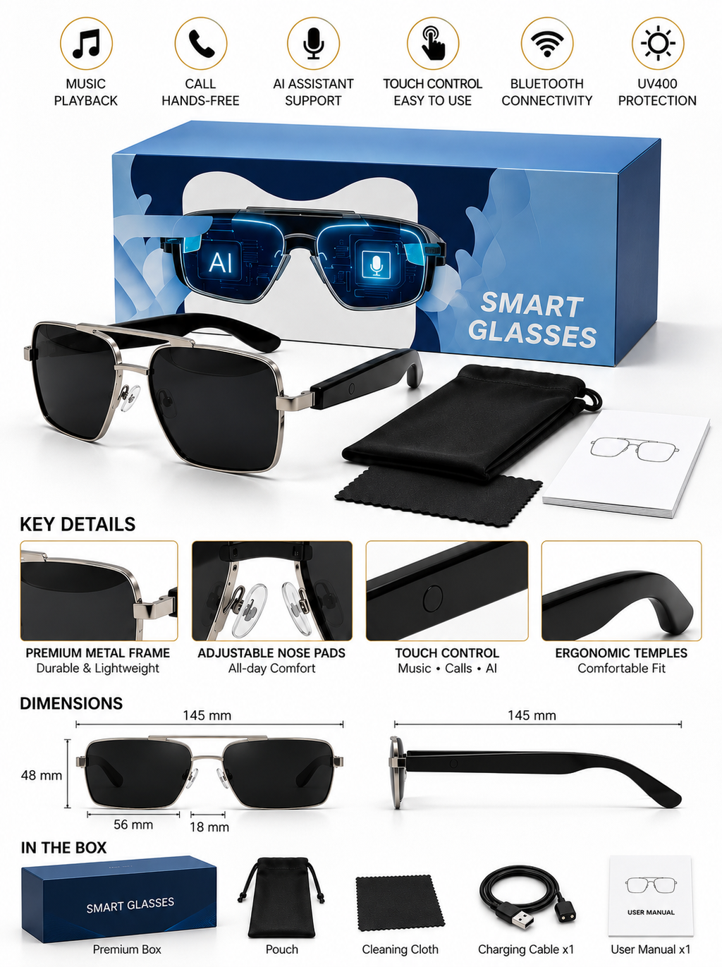 Premium AI Smart Sunglasses