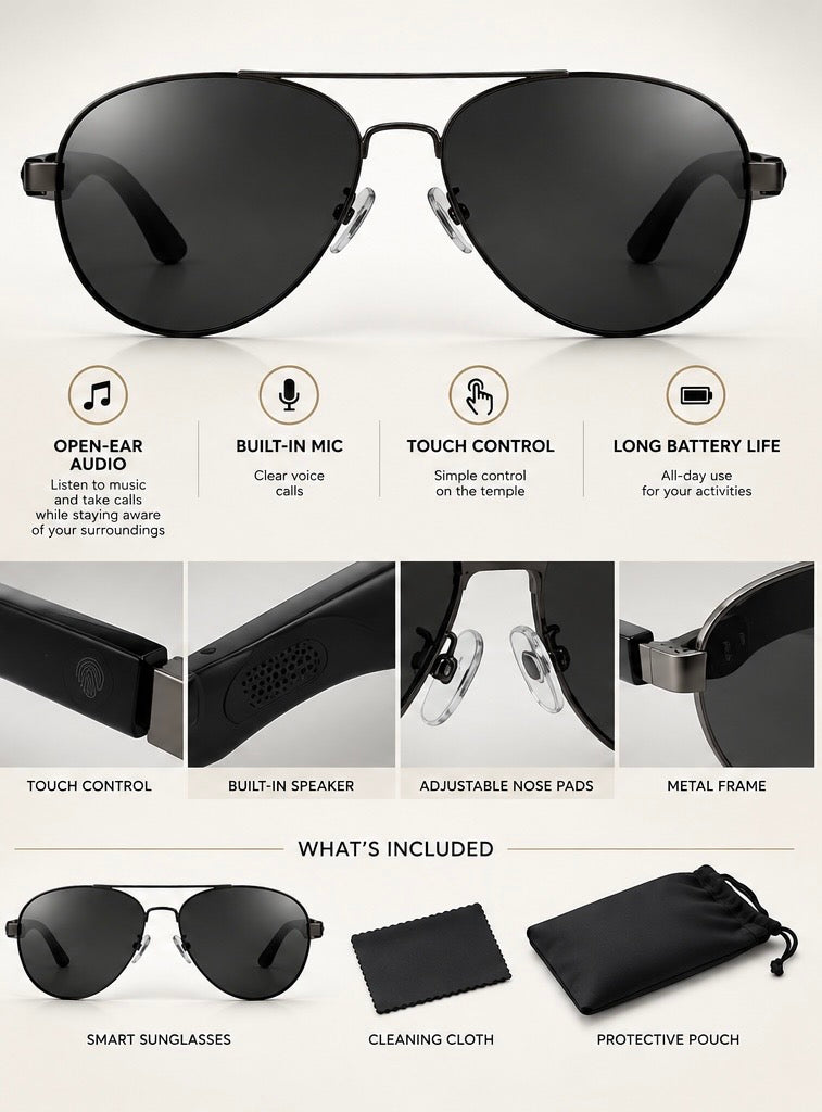 Smart Audio Aviator Sunglasses