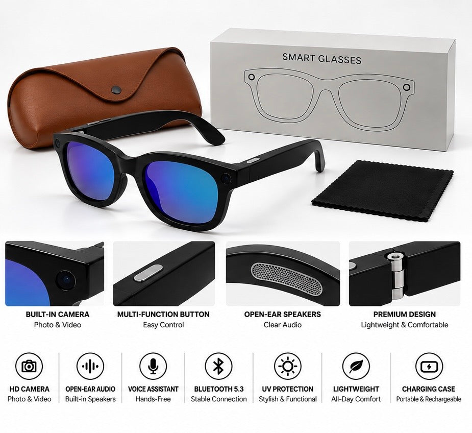 Smart Glasses – HD Camera &amp; Bluetooth 5.3