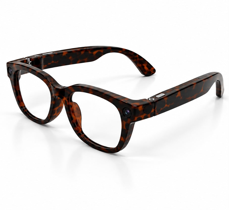 Tortoiseshell Smart Glasses – HD Camera &amp; Bluetooth 5.3